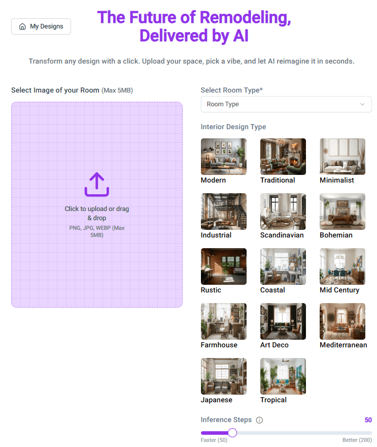 Upload and Select Style Interface