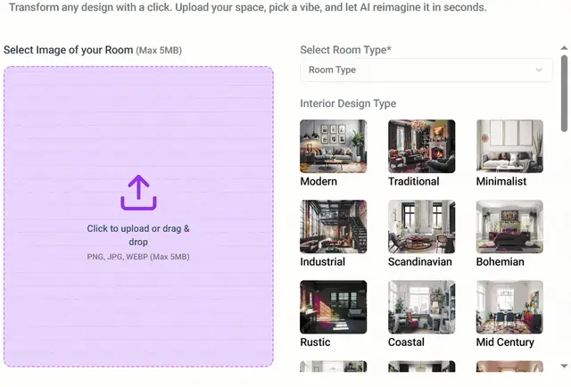 Upload and Select Style Interface
